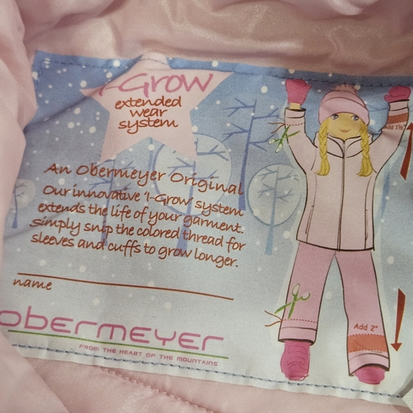 OBERMEYER -SNOVERALL - BIB SKI PANTS - KIDS SIZE 2 - PINK - WINTER -  INSULATED - Picture 7 of 7